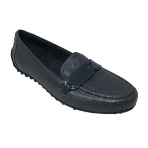 Rockport Blue Snakeskin Print Leather Penny Loafers Flats